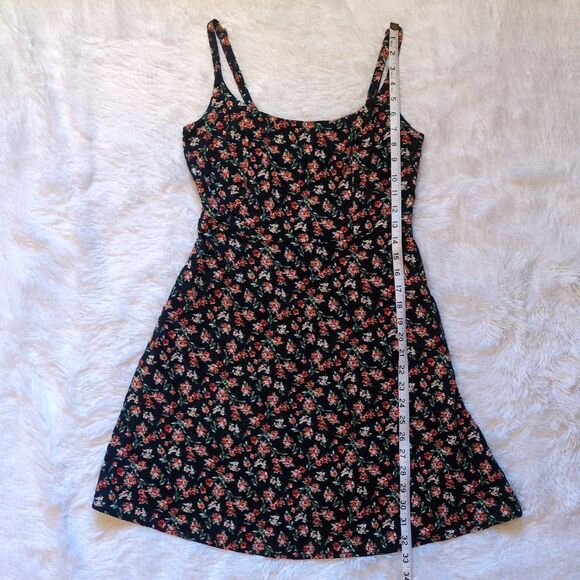 Old Navy Floral Sundress Linen Rayon Size Small Navy Blue Red Floral Strappy - Picture 8 of 9